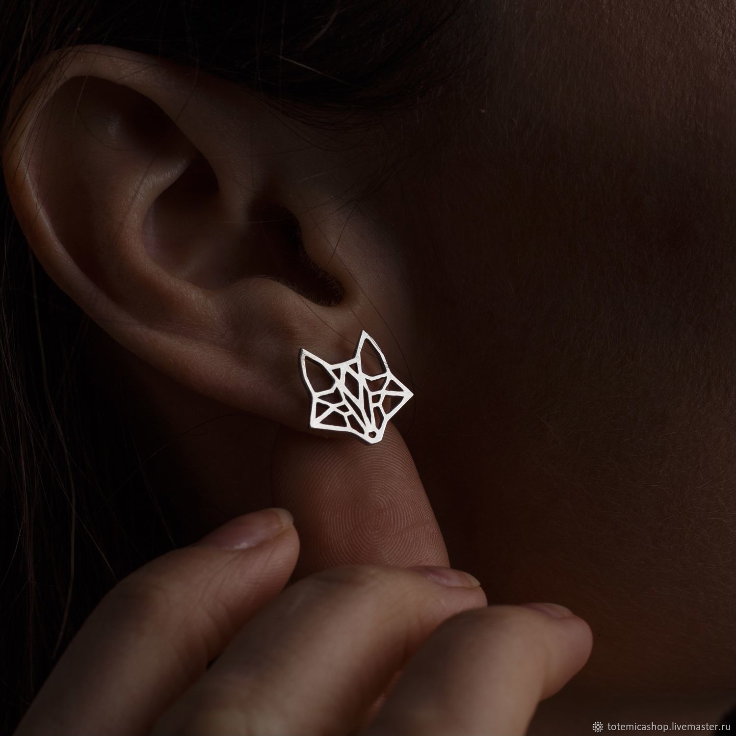 Fox Earrings (Fox) / Silver | Geometry Collection, Stud earrings, Moscow,  Фото №1