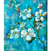 Картины и панно handmade. Livemaster - original item Painting white flowers blooming apple tree oil. Handmade.