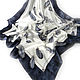 Batik scarf 'Feathers' Black and white. Natural Silk satin 100. Shawls1. Silk Batik Watercolor ..VikoBatik... Online shopping on My Livemaster.  Фото №2