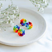 Украшения handmade. Livemaster - original item Stud earrings rainbow daisy (white middle) handmade. Handmade.