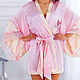 Шёлковый халат кимоно 100% шёлк с кружевом "Сакура" Розовый. Халаты. Кимоно и аксессуары 100% шелк (silk100silk). Интернет-магазин Ярмарка Мастеров.  Фото №2