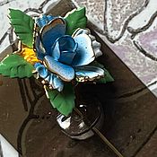 Винтаж handmade. Livemaster - original item Blue Rose pin brooch, rarity, Europe. Handmade.