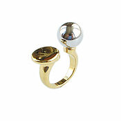 Украшения handmade. Livemaster - original item Large ring without stones, ring balls, gold ring silver. Handmade.