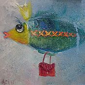 Картины и панно handmade. Livemaster - original item The author`s oil painting with the fashion fish gift born in March. Handmade.