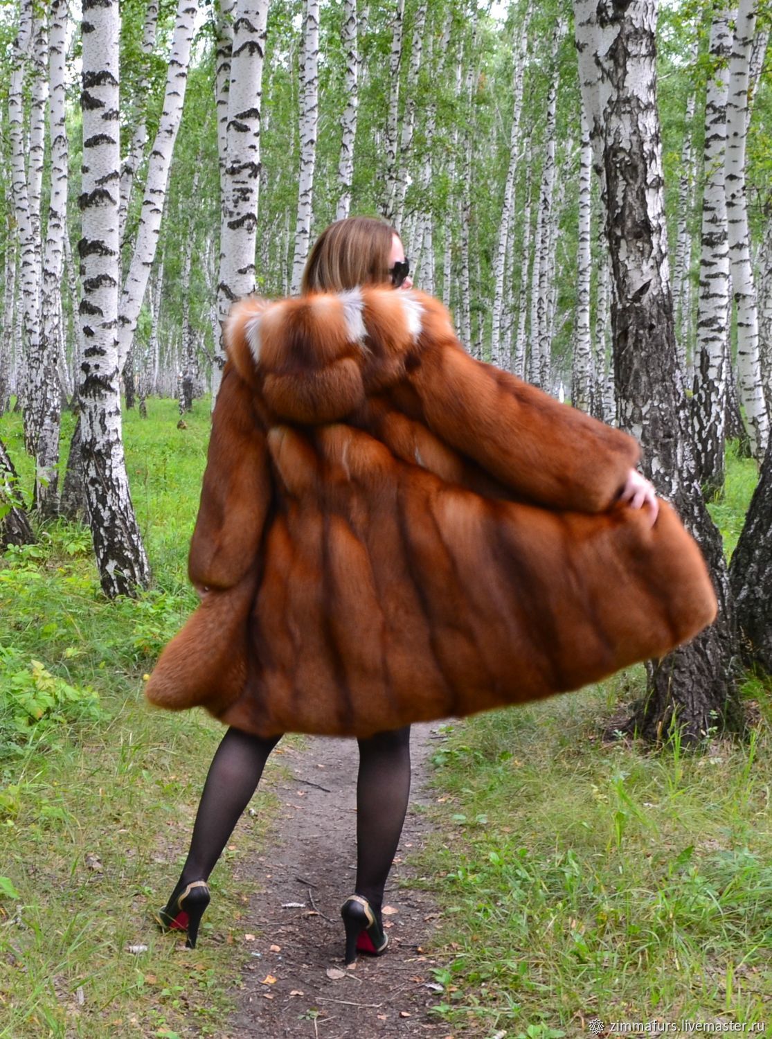 Fur coat Fox furmoth.Hooded.Longitudinal купить на Ярмарке Мастеров