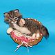 felted kitty'kitty'in the basket, Felted Toy, Moscow,  Фото №1