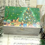Сувениры и подарки handmade. Livemaster - original item A set of Christmas tree toys in a decoupage tree box. Handmade.