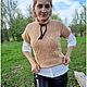  Жилет песочного цвета с воротом женский вязаный 40-44 размера. Жилеты. Бренд 68 dom. Интернет-магазин Ярмарка Мастеров.  Фото №2