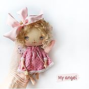Куклы и игрушки handmade. Livemaster - original item Dolls and dolls: Angel in a pink dress with a teddy bear. Handmade.