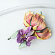 Miniature iris leather brooch. Decoration leather. Brooches. lanssveta. My Livemaster. Фото №5