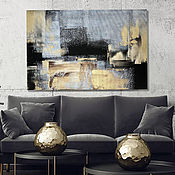 Картины и панно handmade. Livemaster - original item Black Interior abstraction with gold. The painting is golden. Handmade.