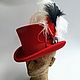 Red felt top hat 'Moulin Rouge', Cylinder, St. Petersburg,  Фото №1