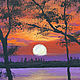 Картины акрилом "Яркий закат у озера". Картины. Yulia-luana-art. Ярмарка Мастеров.  Фото №4