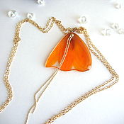 Украшения handmade. Livemaster - original item Bright Pendant with Real Orange Crocus Petals Gold Spring. Handmade.