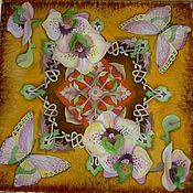 "Лондонский дождь№ 3"батик, платок, 90-90см.100% шёлк, атлас – купить в ...