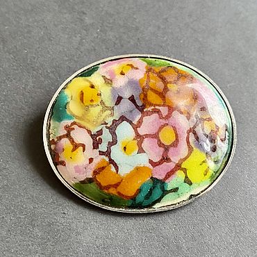 Винтаж ручной работы. Ярмарка Мастеров - ручная работа Винтаж: БРОШЬ ВИНТАЖ ЭМАЛЬ РАЙСКИЙ САД ЯПОНИЯ ВИНТАЖ ПОДВЕСКА. Handmade.