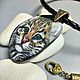 Ocelote pendant with original lacquer paintings on the cord. Pendant. lacquer miniature. My Livemaster. Фото №5
