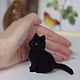 Черный котенок. Миниатюра из шерсти. Войлочная игрушка. Войлочные зверики Людмилы Демидович. Ярмарка Мастеров.  Фото №4