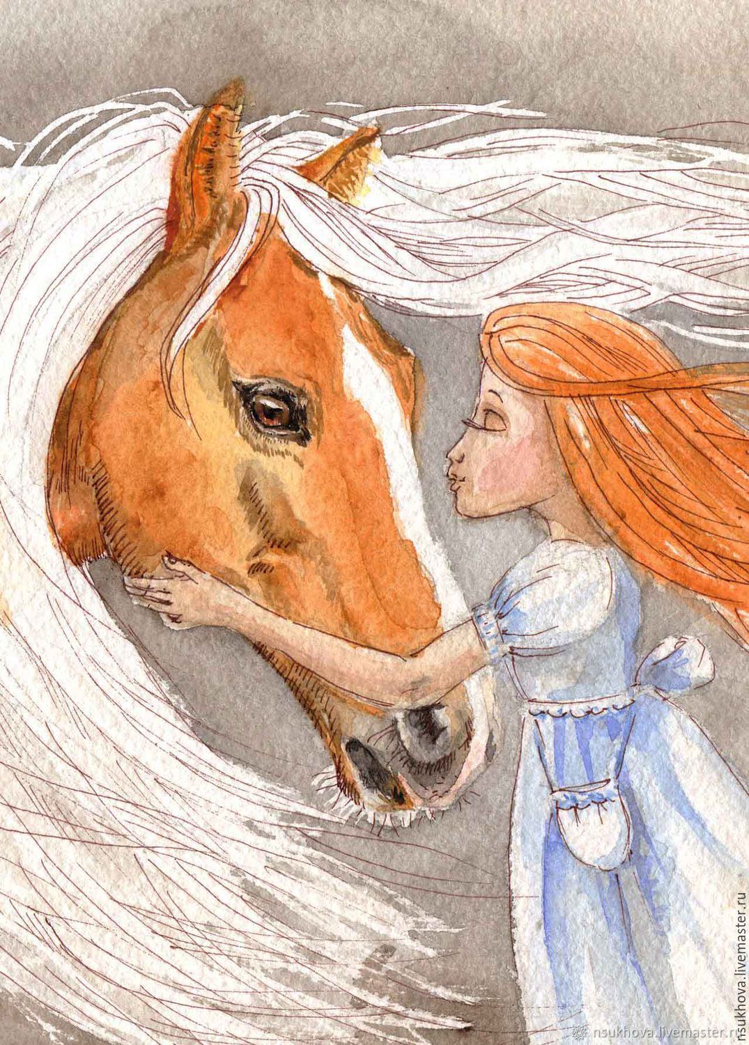 18341 Серов 80-е принц иллюстрация к восточной сказке всадник кавалерист конь сбруя живопись чистая