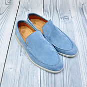 Обувь ручной работы handmade. Livemaster - original item Men`s loafers made of natural suede, in light blue color.. Handmade.