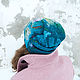 Войлочная шапка бини с шёлком "Turquoise garden". Шапки. Ковылина Анна. Интернет-магазин Ярмарка Мастеров.  Фото №2