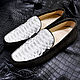 Men's moccasins, made of genuine python leather, and gray suede, Moccasins, St. Petersburg,  Фото №1