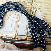 Украшения handmade. Livemaster - original item Geisha pearl necklace with natural black pearls. Handmade.