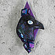 Брошь "Черный ворон магический фиолетовый кристалл ворона", Брошь-булавка, Брюховецкая,  Фото №1
