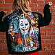 Biker jacket with a Joker print. Painting customization of clothes, Mens outerwear, Omsk,  Фото №1