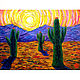 Cacti painting desert mountain landscape oil painting mountains, Pictures, St. Petersburg,  Фото №1