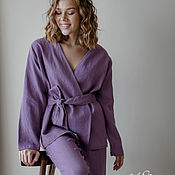 Одежда handmade. Livemaster - original item Linen suit for home delicate lilac. Handmade.