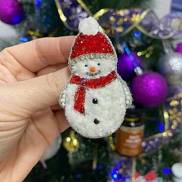 Украшения ручной работы. Ярмарка Мастеров - ручная работа Брошь Снеговик. Handmade.