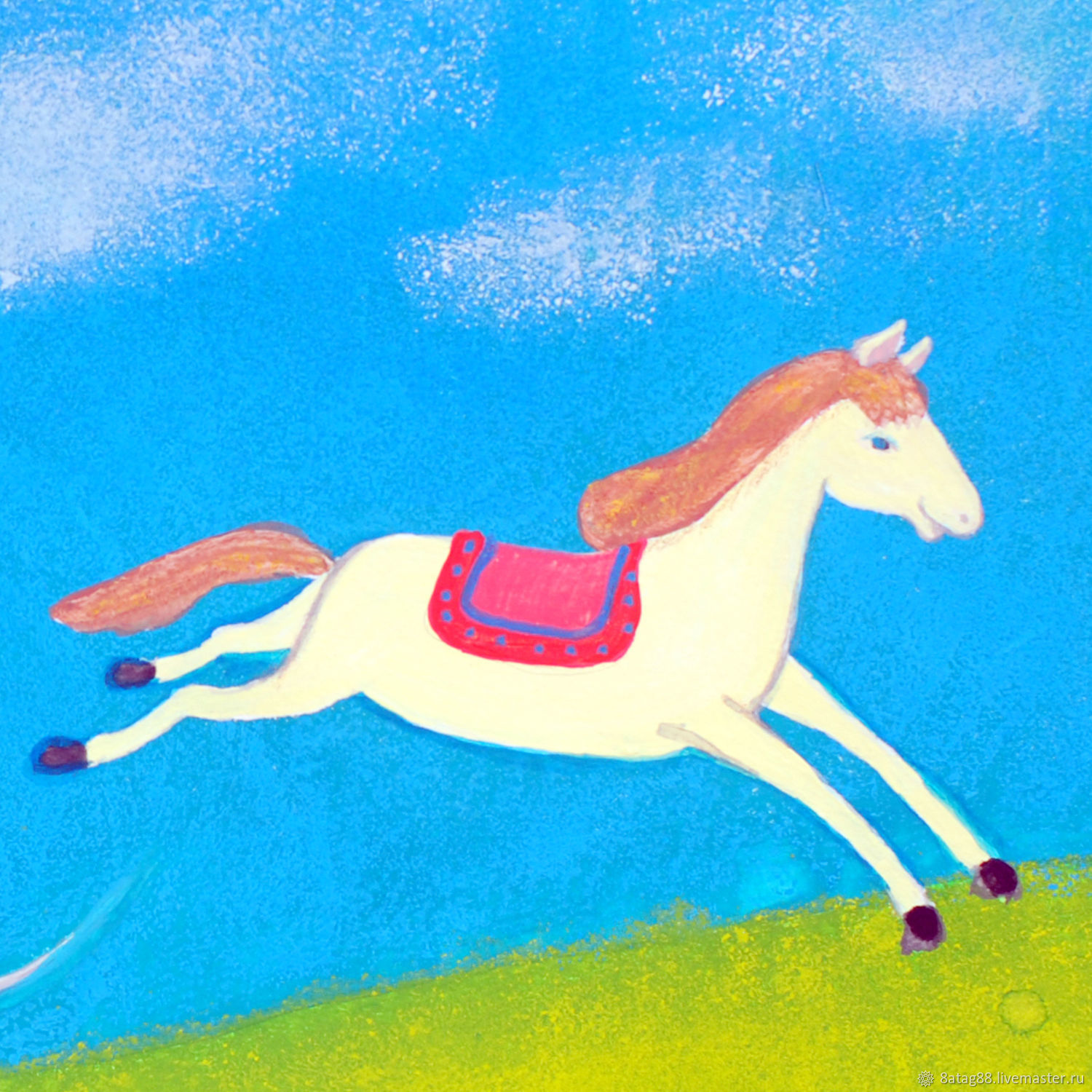Иллюстрация Одна лошадка белая для детской комнаты, Иллюстрации, Москва,  Фото №1