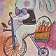  Зайчик на велосипеде (вольная копия), Картины, Москва,  Фото №1
