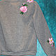 Order Sweatshirt sweatshirt for girl Cat with flowers hand painted. Koler-art handpainted wear. Livemaster. . Sweater Jackets Фото №3