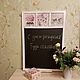 Меловая черная доска "Розы" в рамке шебби, Доски для заметок, Москва,  Фото №1