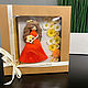 Кукла макраме в рамке с цветами (оранжевая #1), Элементы интерьера, Москва,  Фото №1