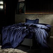 Для дома и интерьера handmade. Livemaster - original item Bed linen made of tencel blue TENSEL dark blue. Euro. Handmade.