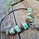 Chrysoprase necklace on a leather cord. Necklace. Shop. My Livemaster. Фото №4