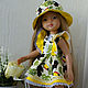 Желто-зеленое платье с панамой для кукол Паола Рейна, Одежда для кукол, Санкт-Петербург,  Фото №1