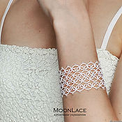 Украшения handmade. Livemaster - original item Wedding Wide lace Boho bracelet for the bride, white. Handmade.