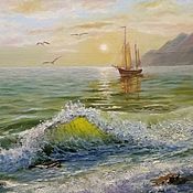 Картины и панно ручной работы. Ярмарка Мастеров - ручная работа Oil painting "Sea song",landscape. Handmade.