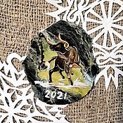 Сувениры и подарки handmade. Livemaster - original item New year 2021 stone Magnet year of the Bull. Handmade.