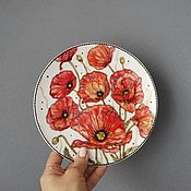 Картины и панно handmade. Livemaster - original item Decorative plate Poppies. Hand painted. Gift.. Handmade.