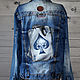 Denim jacket denim jacket with card and skull pattern hand painted, Mens outerwear, St. Petersburg,  Фото №1