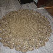 Для дома и интерьера handmade. Livemaster - original item The carpet is round made of jute.with an openwork border. Handmade.