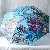 Аксессуары handmade. Livemaster - original item Umbrella cane with hand-painted Sea Reef. Handmade.