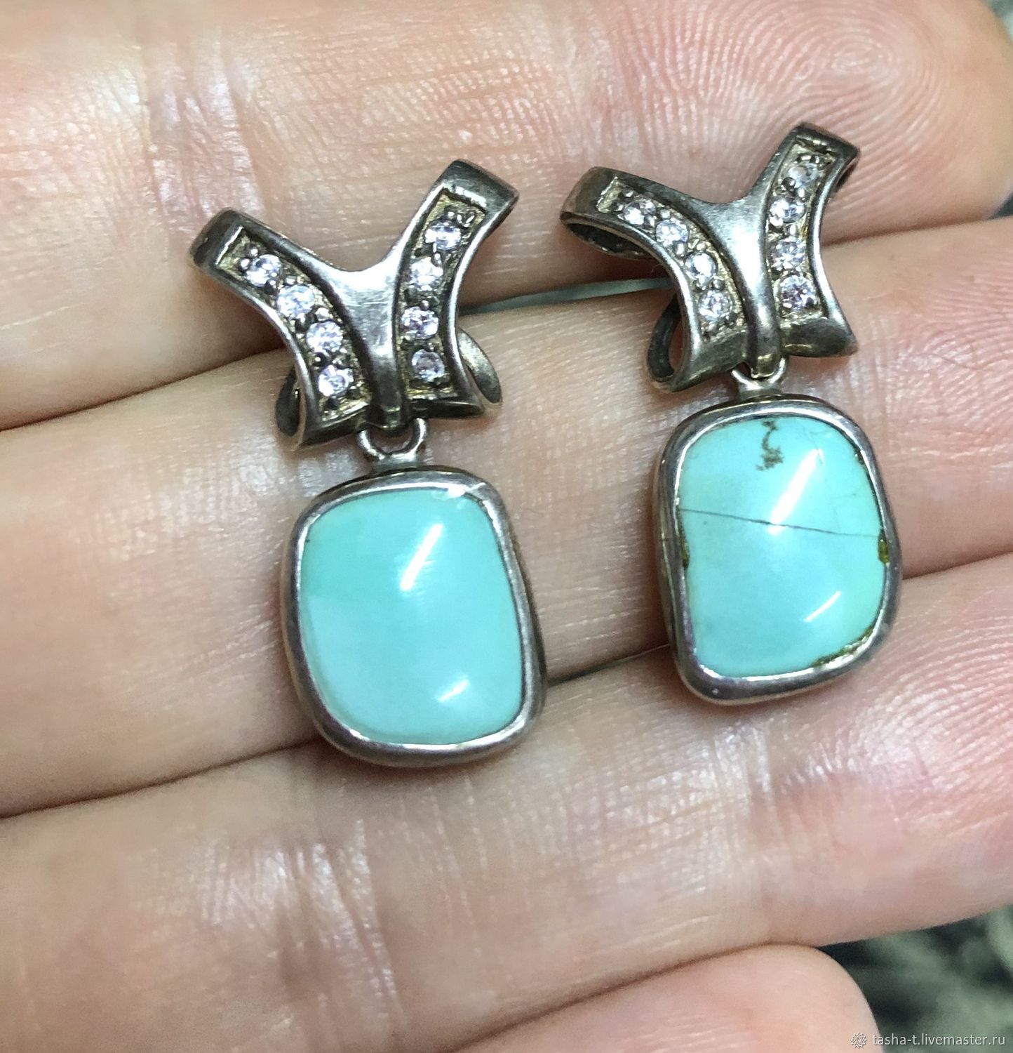 Винтаж: Бирюза,винтажные серебряные серьги купить в интернет-магазине ...