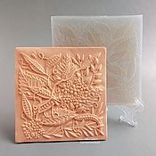 Материалы для творчества handmade. Livemaster - original item Texture mat 9 x 9 cm Leaves and flowers Texture Sheet. Handmade.