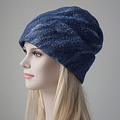 Аксессуары handmade. Livemaster - original item Felted women`s hat.Warm Wool Felted Blue Beanie Hat. Handmade.